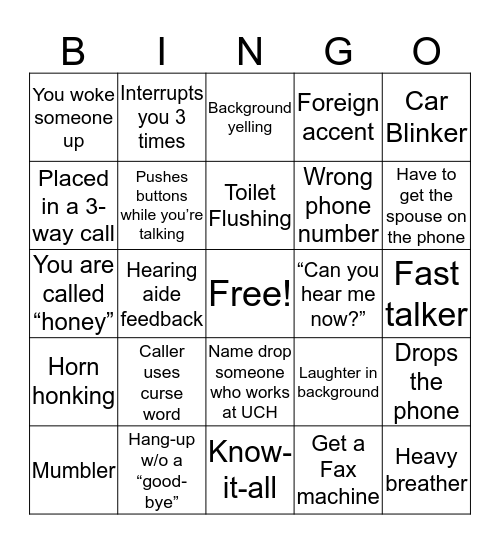 Radiology Scheduling Bingo Card