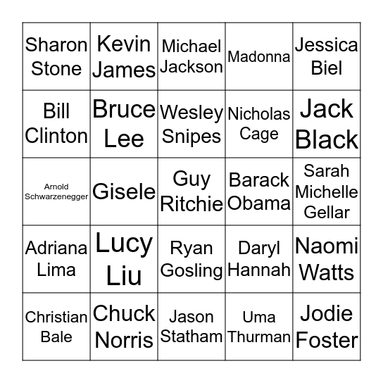 Don't Mess With These Celebs Bingo Card