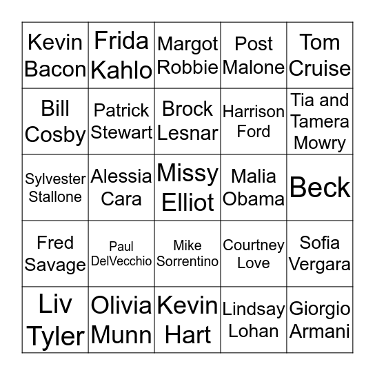 July Birthdays Bingo Card