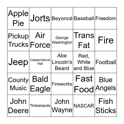 American Things Bingo Card