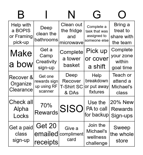 9819 BINGO Card