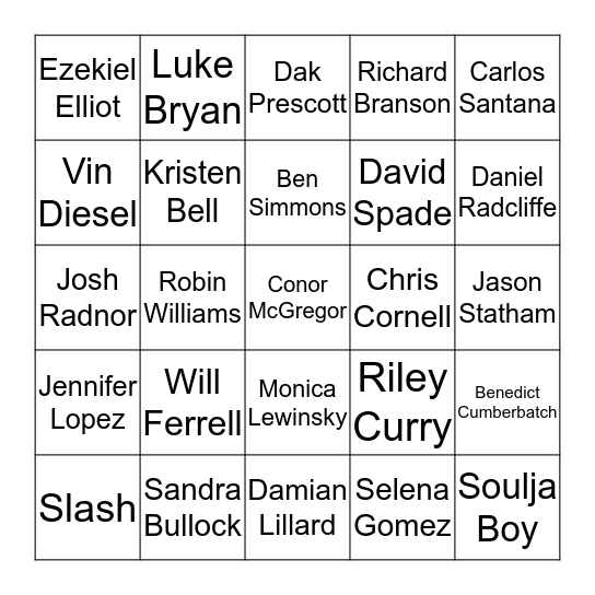 July Birthdays Vol. 2 Bingo Card