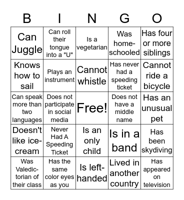 Find Someone Who... Bingo Card