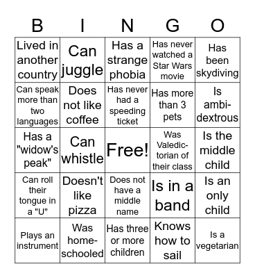 Find Someone Who... Bingo Card