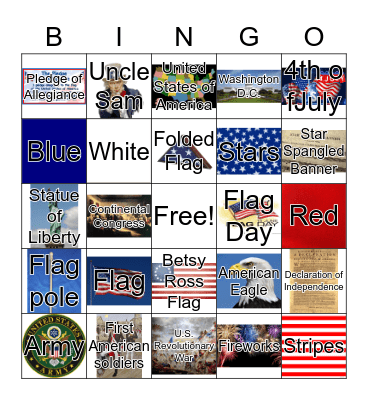 Flag Day / July 4th Bingo Card
