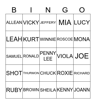 THURMON/BROWN REUNION Bingo Card