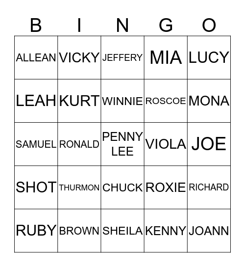 THURMON/BROWN REUNION Bingo Card