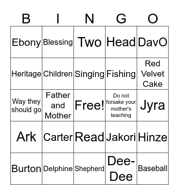 Welcome Kai!!! Bingo Card