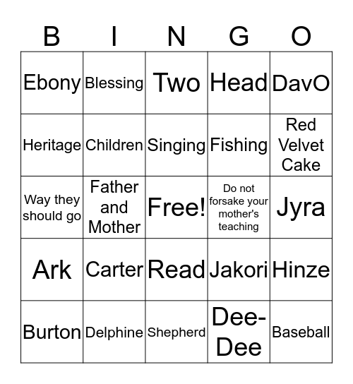 Welcome Kai!!! Bingo Card