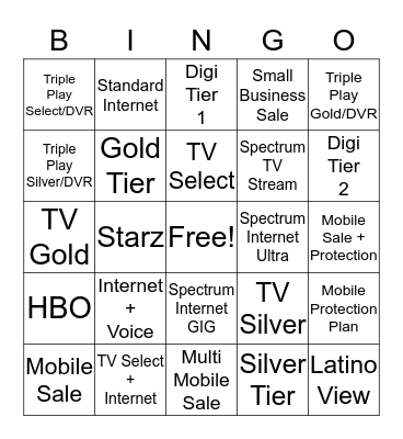 Spectrum Bingo Card