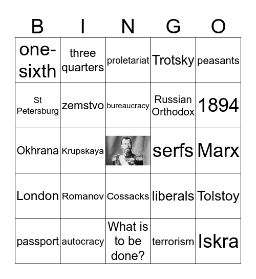 Imperial Russia Bingo Card
