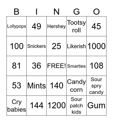 My little candy and math academy Bingo Card