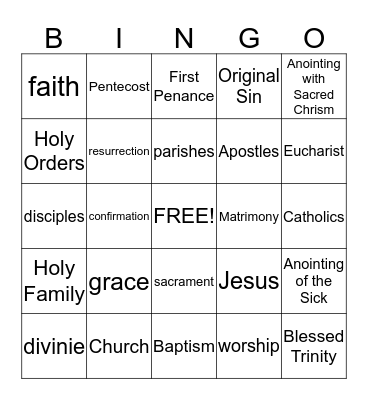 We Love CCD! Bingo Card