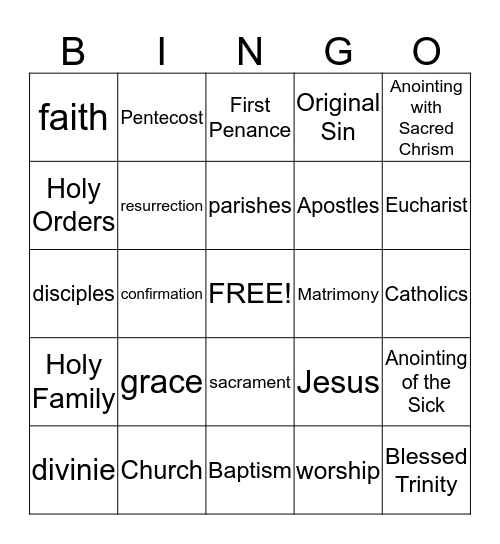 We Love CCD! Bingo Card