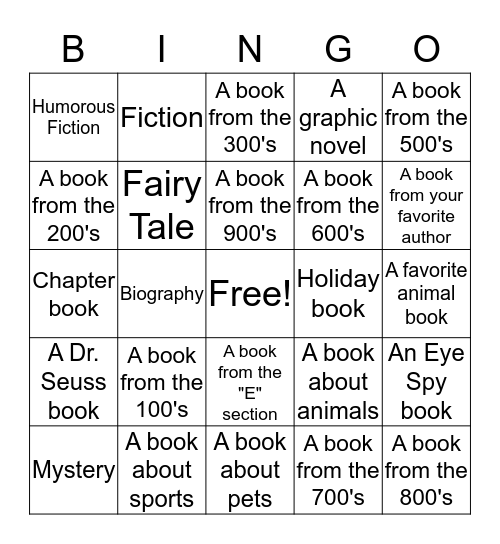 Library Bingo Card