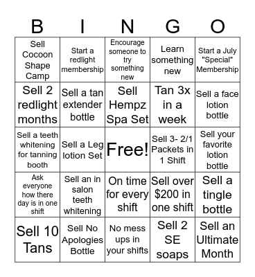 July Sales Bingo  Bingo Card