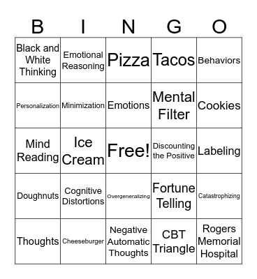 Cognitive Distortions Bingo Card