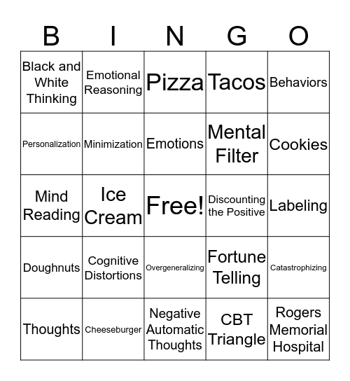 Cognitive Distortions Bingo Card