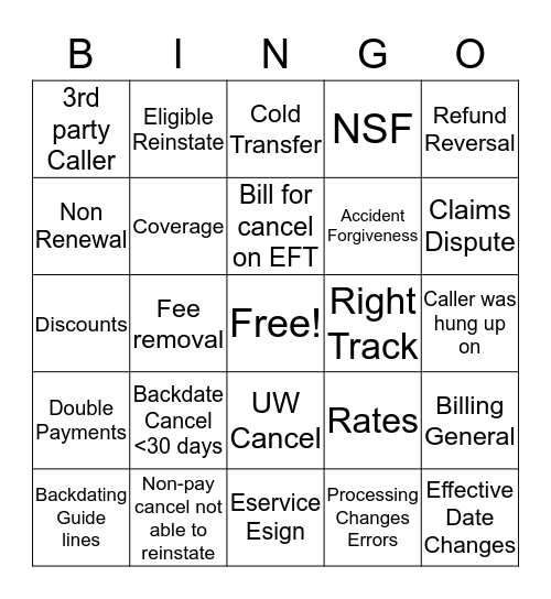 SAT ESC Bingo Card