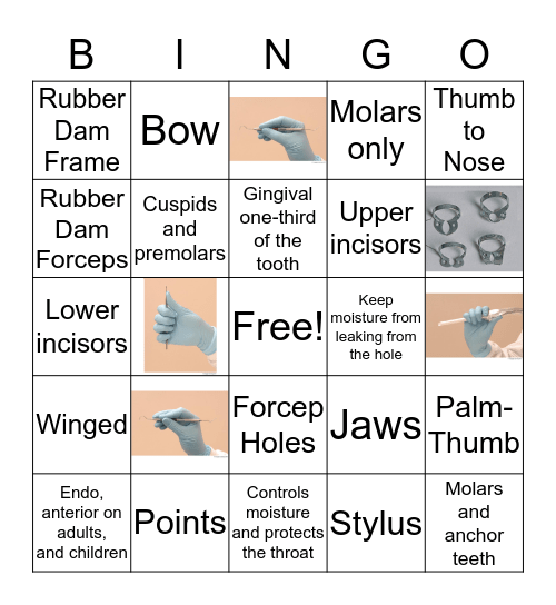 Ch 19 Instrument Transfer and Dental Dams Bingo Card
