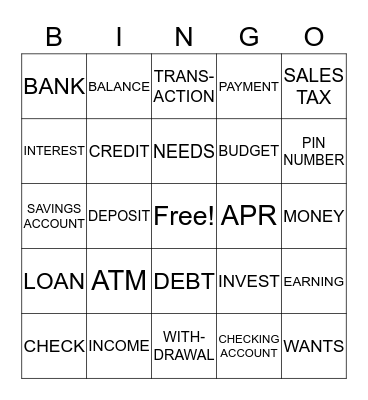 MONEY BINGO Card