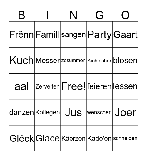 Mäin Gebuertsdag Bingo Card