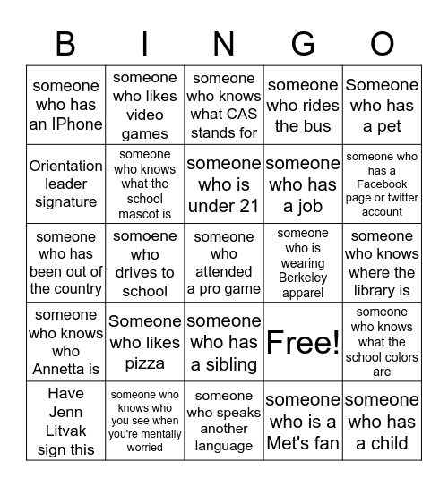 Berkeley Bingo  Bingo Card