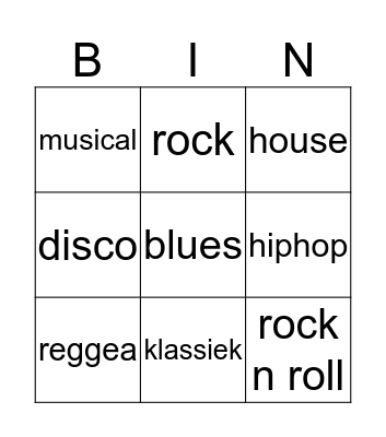 Muziekbingo Card