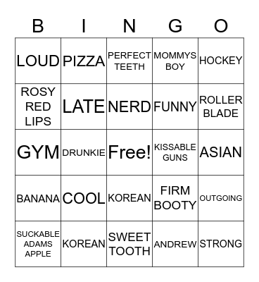 ANDY'S 32ND BIRTHDAY Bingo Card
