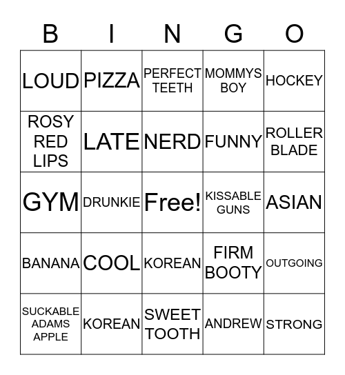 ANDY'S 32ND BIRTHDAY Bingo Card