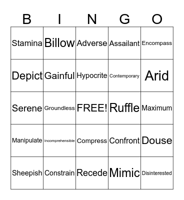 Decimal - Fraction Bingo Card