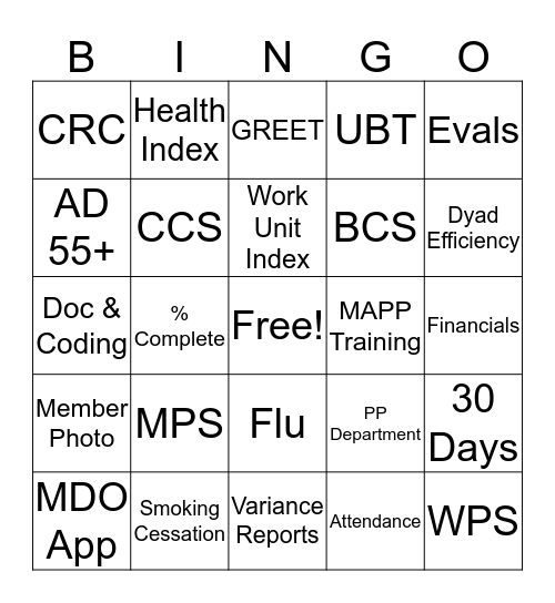 AFM 2018 Goal Bingo Card