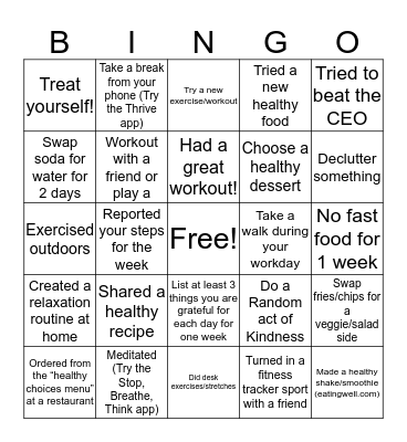 WELLNESS  Bingo Card