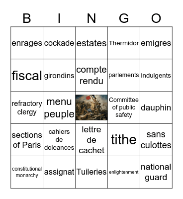 French Revolution Glossary Bingo Card