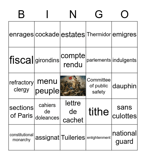 French Revolution Glossary Bingo Card