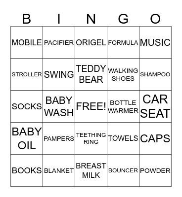 BABY BINGO Card