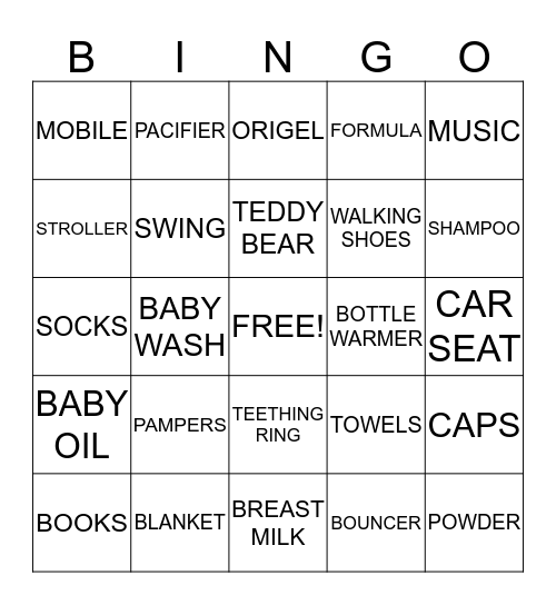 BABY BINGO Card