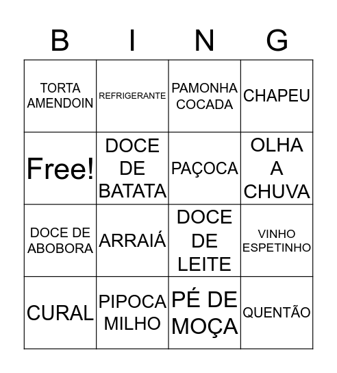 JUNINA Bingo Card