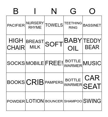 BABY BINGO Card