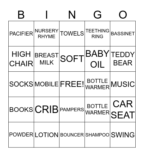BABY BINGO Card