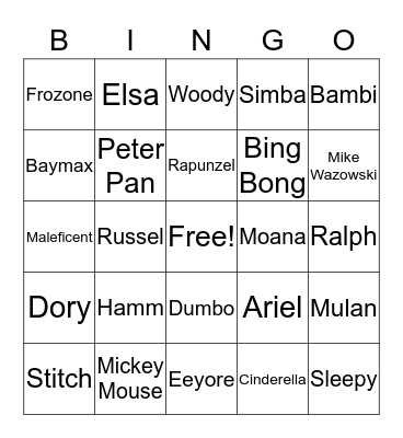 Disney Bingo Card