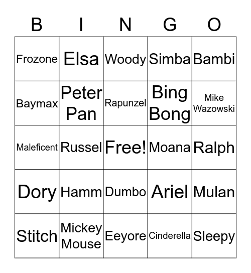 Disney Bingo Card