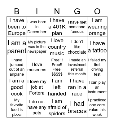 Fun Friday Bingo Card
