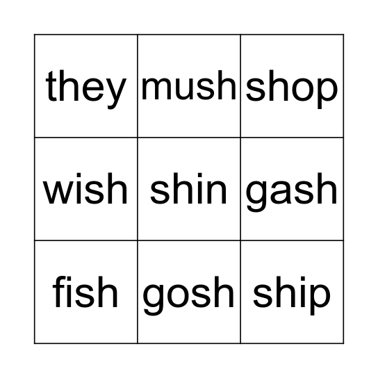 OG Lesson #9 sh Bingo Card