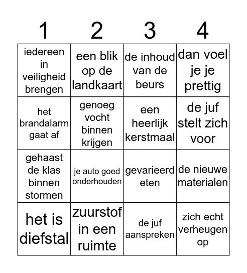 Nieuwe taal Bingo Card