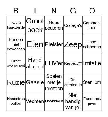 Rode Kruis Bingo Card