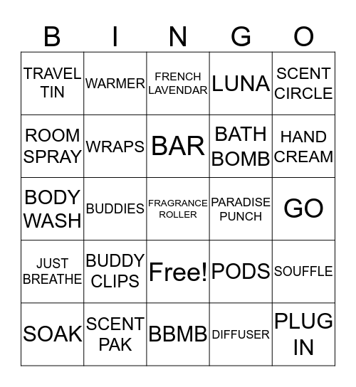 SCENTSY BINGO! Bingo Card