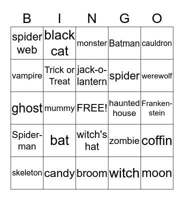 Halloween Bingo Card