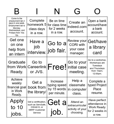 Project Place Bingo! Bingo Card