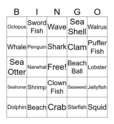 Under the Sea Bingo Card